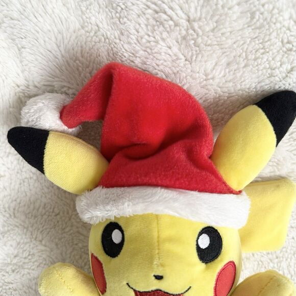 WCT Pokemon Pikachu 9" Stuffed Plush Santa Hat Holiday Christmas Toy - Picture 2 of 5